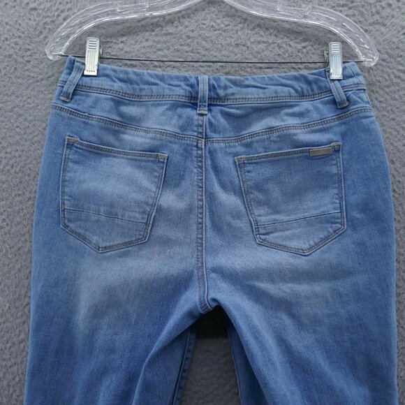 Chicos Womens So Slimming Girlfriend Destructed Crop Jeans 0 Size 4 Blue Stretch - Picture 5 of 12